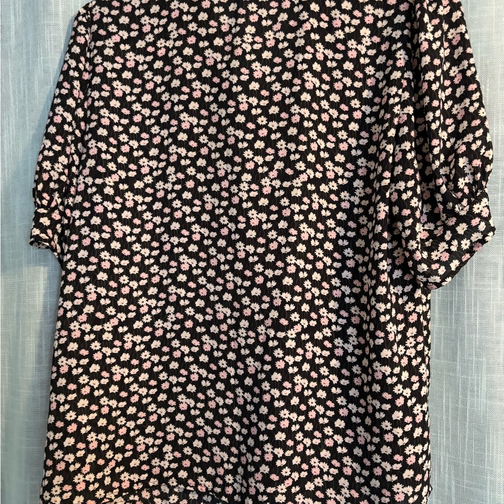 CeCe Black and Pink Floral Blouse - Picture 4 of 5
